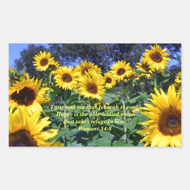 Sticker Rectangulaire L'Éternel, Dieu, est bon Romain 34:8 (Devant)