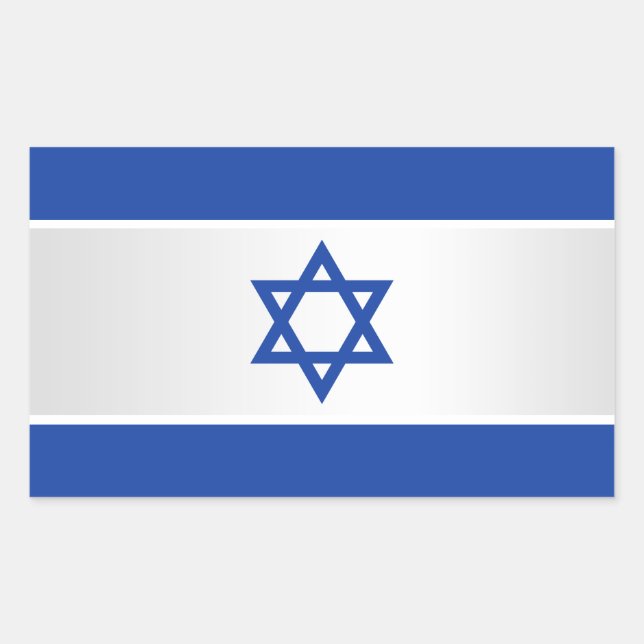 Sticker Rectangulaire L'étoile Pavillon israélien de David Bleu sur blan (Devant)
