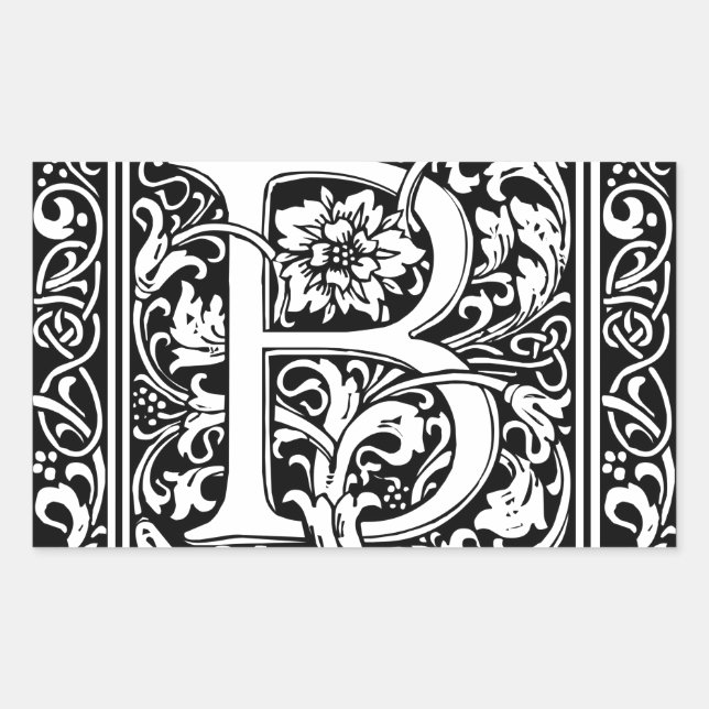 Sticker Rectangulaire Lettre B Monogramme médiéval Art Nouveau (Devant)
