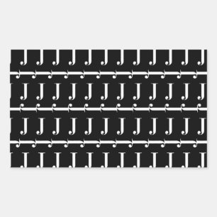 STICKER RECTANGULAIRE LETTRE INITIALE MOYENNE J
