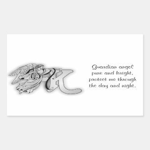 Sticker Rectangulaire Lettre K ange monogramme alphabet initial