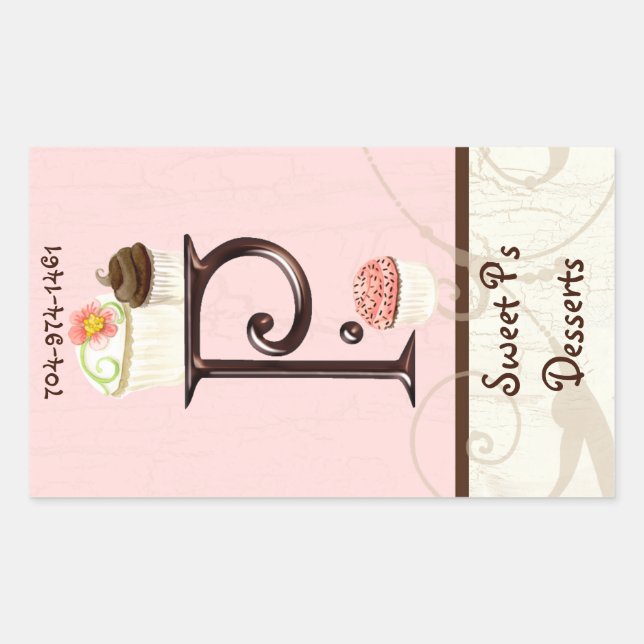 Sticker Rectangulaire Lettre P Monogramme Dessert Boulangerie Cartes de  (Devant)
