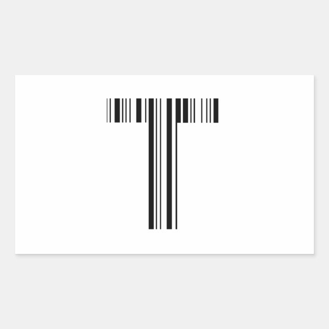 Sticker Rectangulaire LETTRE T CODE BARRE Premier Motif de code à barres (Devant)