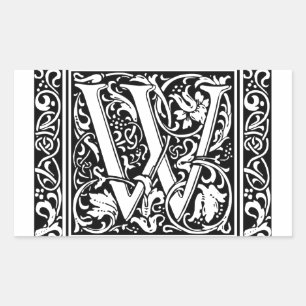 Sticker Rectangulaire Lettre W Monogramme médiéval Art Nouveau