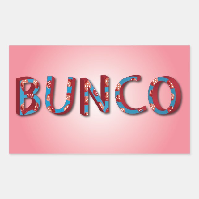Sticker Rectangulaire Lettres Bunco avec dés bunco (Devant)