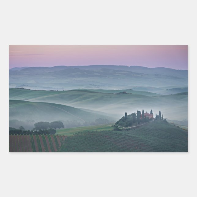 Sticker Rectangulaire Lever du soleil dans un rectangle de paysage tosca (Devant)