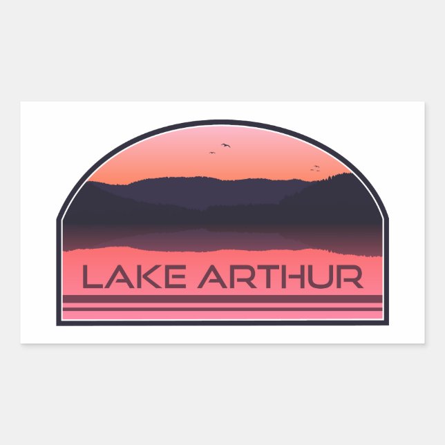 Sticker Rectangulaire Lever rouge du lac Arthur Pennsylvanie (Devant)