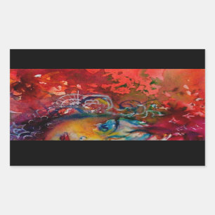 Sticker Rectangulaire L'EXCALIBUR Dame Du Lac, Imaginaire Rouge