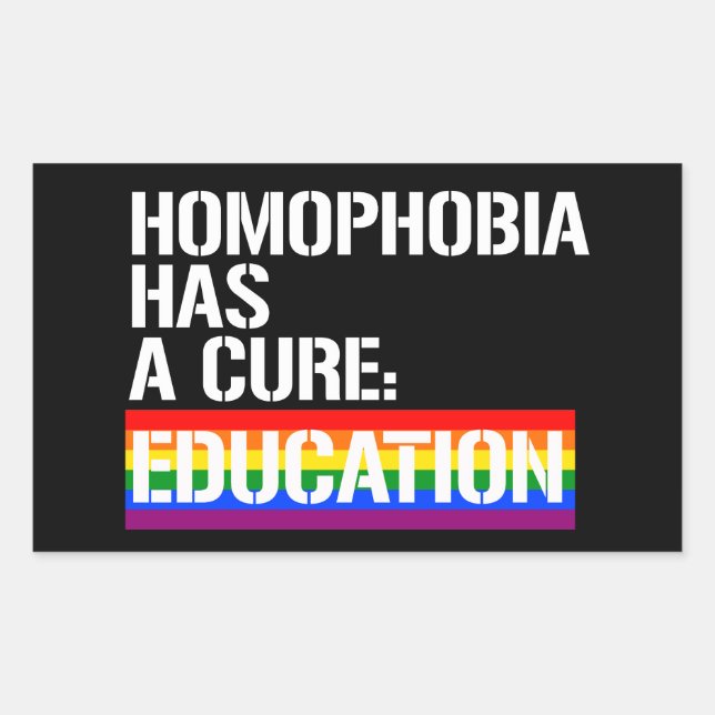 Sticker Rectangulaire L'homophobie a un remède : l'éducation (Devant)