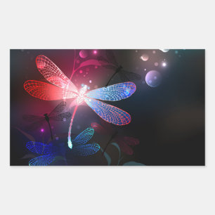 Sticker Rectangulaire libellule rouge brillante