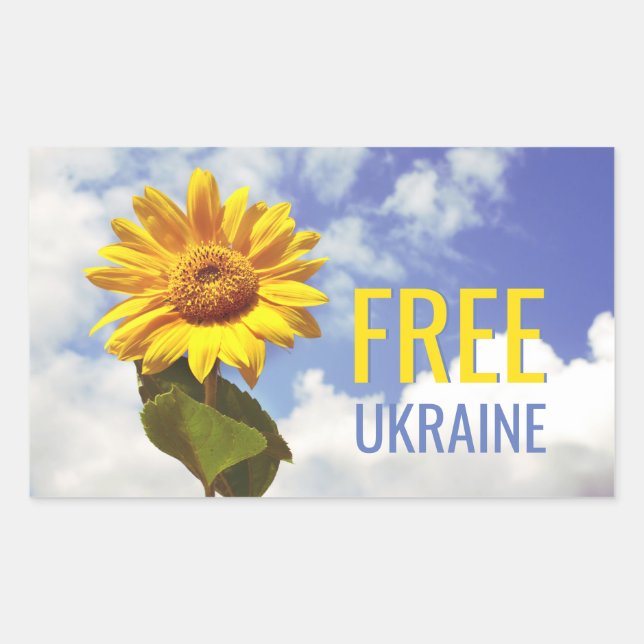 Sticker Rectangulaire Libérez Ukraine Bleu Yellow Sunflower Paix (Devant)