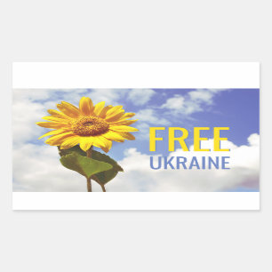 Sticker Rectangulaire Libérez Ukraine Bleu Yellow Sunflower Paix