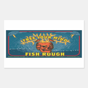 Sticker Rectangulaire Libérez Votre Esprit ! Poisson Rough ! (feuille de