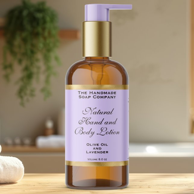 Sticker Rectangulaire Light Purple & Gold Foil Cosmetics Bottle Label (Créateur téléchargé)