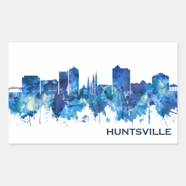Sticker Rectangulaire Ligne aérienne bleue Huntsville Alabama (Devant)