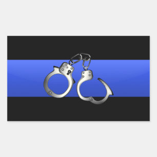 Sticker Rectangulaire Ligne Bleue fine avec menottes