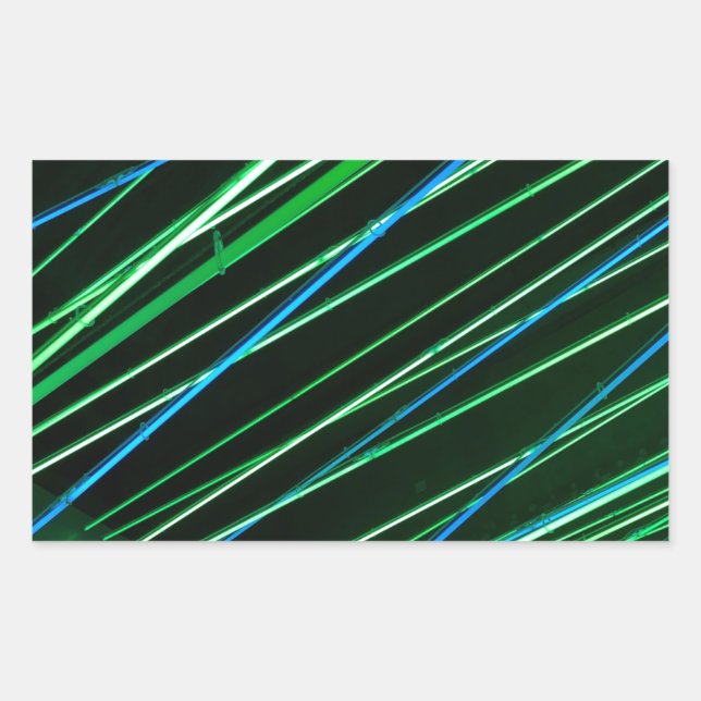 Sticker Rectangulaire lignes vertes néon (Devant)