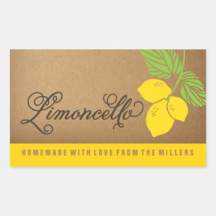 Sticker Rectangulaire Limoncello Étiquette, petit rectangle citron autoc