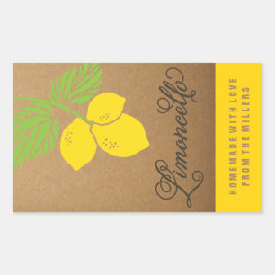 Sticker Rectangulaire Limoncello Étiquette, petit rectangle citron autoc