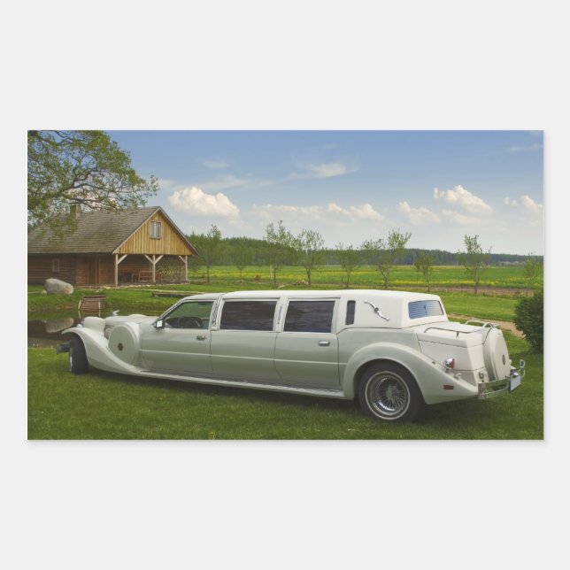 Sticker Rectangulaire limousine légère dans le pré (Devant)