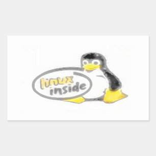 Sticker Rectangulaire LINUX À L'INTÉRIEUR de Tux le logo de pingouin d