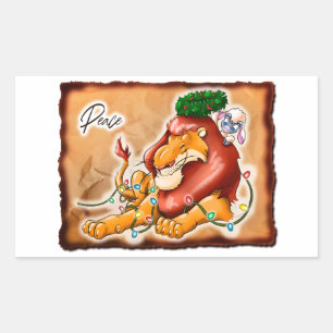 Sticker Rectangulaire LION ET AGNEAU PAIX par Jeff Willis Art