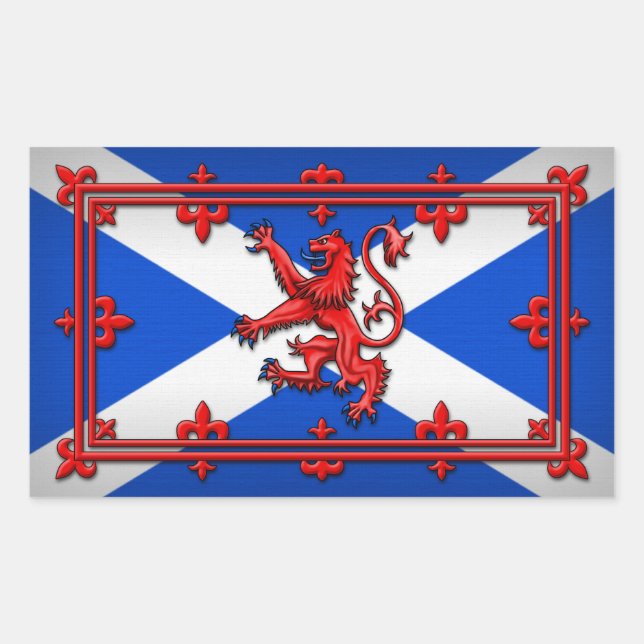 Sticker Rectangulaire Lion Rampant sur le drapeau écossais (Devant)
