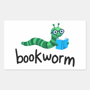 Sticker Rectangulaire Lire Buddy Cute Bookwort Avec Livre