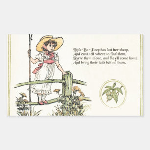 Sticker Rectangulaire Little Bo Peep Nursery Rhyme