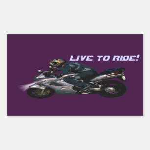 Sticker Rectangulaire Live To Ride Motorbiker