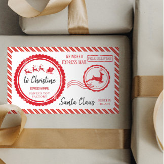 Sticker Rectangulaire Livraison de Noël par Père Noël North Pôle