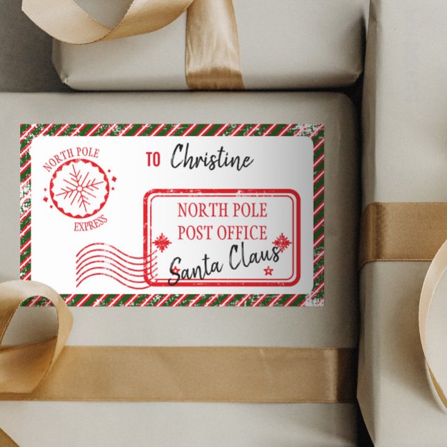 Sticker Rectangulaire Livraison de Noël par Père Noël North Pôle (Créateur téléchargé)