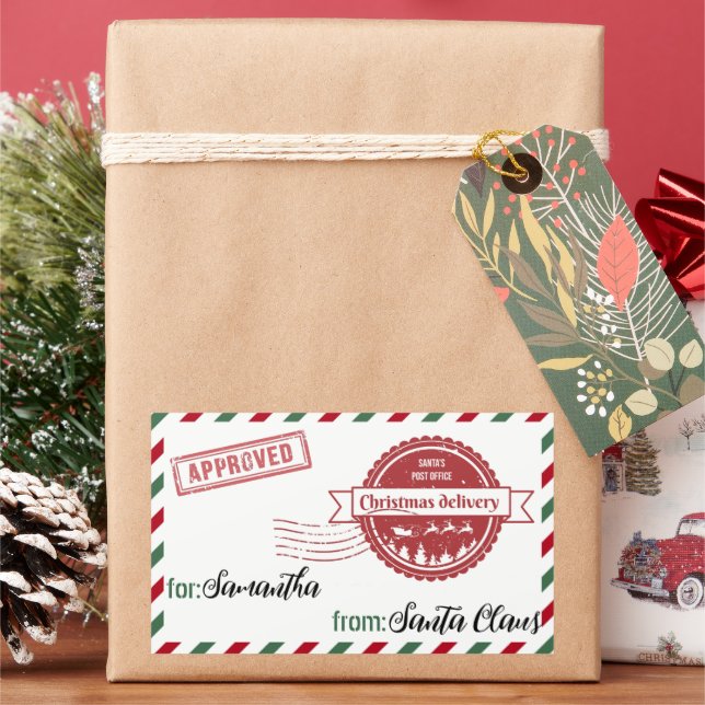 Sticker Rectangulaire Livraison spéciale Noël de Père Noël (vacances)