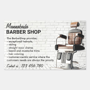 Sticker Rectangulaire Logo de barbier personnalisé Typographie personnal
