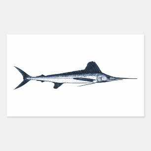 Sticker Rectangulaire Logo de Marlin blanc