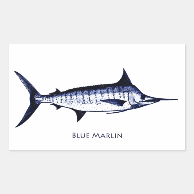 Sticker Rectangulaire Logo de Marlin bleu (Devant)