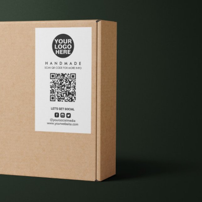 Sticker Rectangulaire Logo d'emballage QR Code boîte de livraison Étique (Créateur téléchargé)