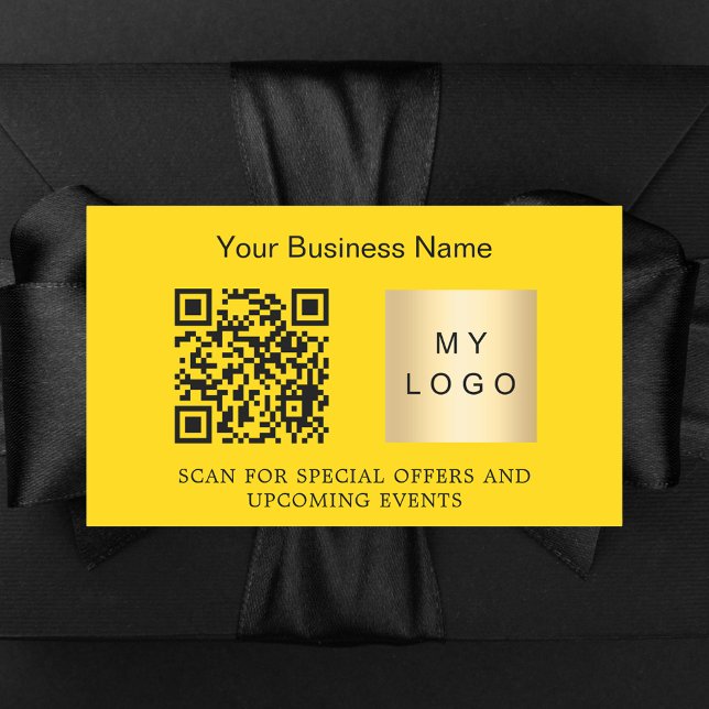 Sticker Rectangulaire Logo du nom de l'entreprise qr code jaune (Créateur téléchargé)
