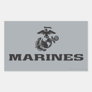 Sticker Rectangulaire Logo en noir empilé USMC