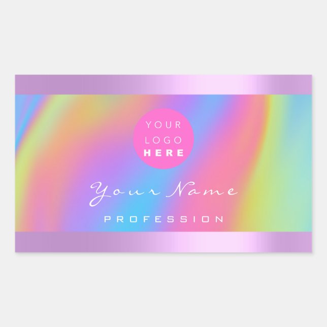 Sticker Rectangulaire Logo Eyelash maquillage ongles cheveux Holographe  (Devant)