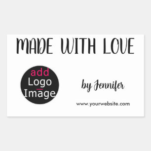 Sticker Rectangulaire Logo Personnalisé Fabriqué Avec Amour Chic Profess