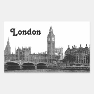Sticker Rectangulaire Londres Angleterre Royaume-Uni Skyline Etché
