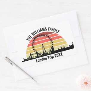Sticker Rectangulaire Londres Angleterre Sunset Custom Family Trip
