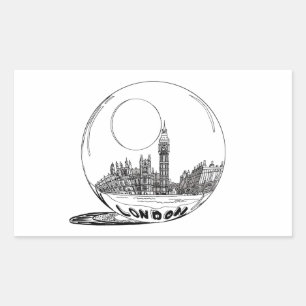 Sticker Rectangulaire Londres dans une boule de verre.