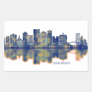 Sticker Rectangulaire Long Beach Skyline