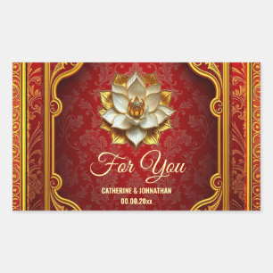 Sticker Rectangulaire Lotus flower Hind or bordeaux brocade indienne