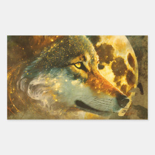 Sticker Rectangulaire Loup 4