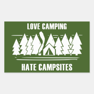 Sticker Rectangulaire Love Camping, Campings Hate