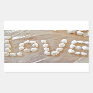 Sticker Rectangulaire Love Heart Sea Shell Beach Hearts Seashells été