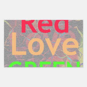 STICKER RECTANGULAIRE LOVE RED GOLDEN VERT